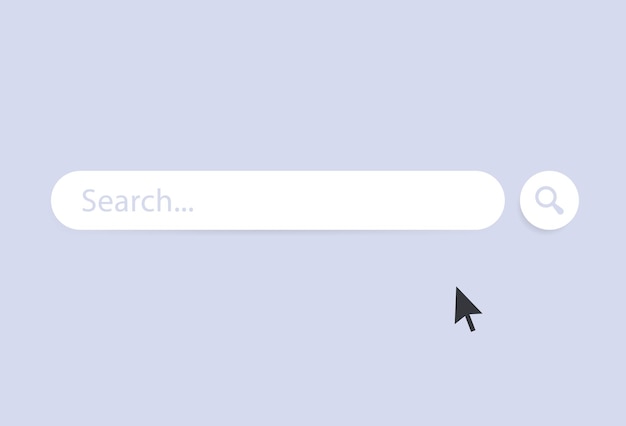 search bar template with magnifier icon or search boxes frame with mouse click cursor icon
