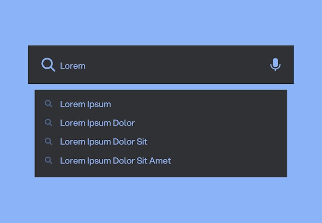 search bar with suggestions and a popup list of search results search form template