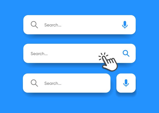 search bar with suggestions for ui ux design and web site search address and navigation bar icon