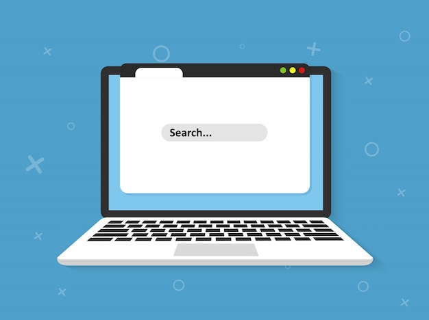 Search concept on laptop