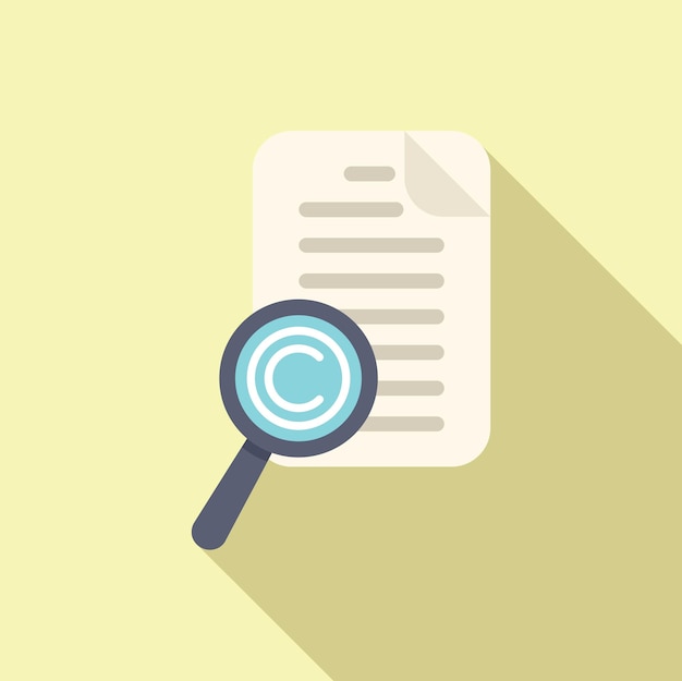 Search copyright document icon flat vector Online agreement protection