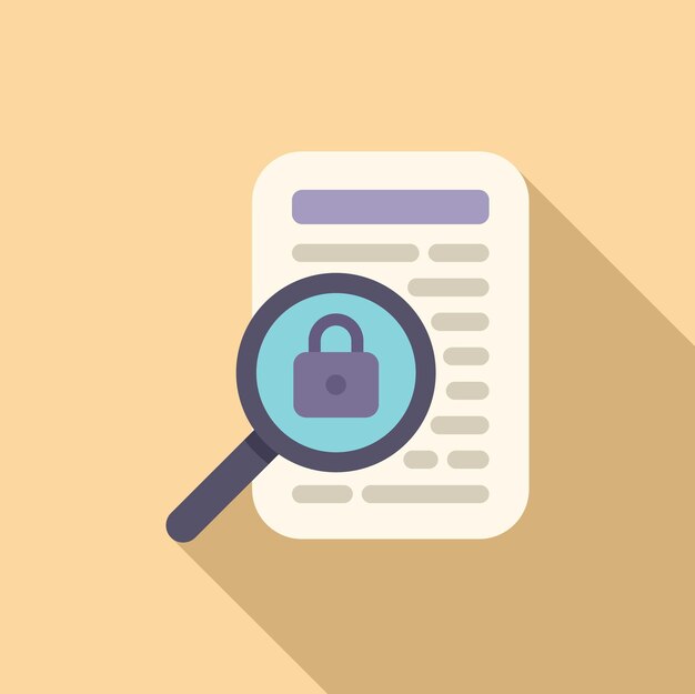 Search data protect icon flat vector Document procedure