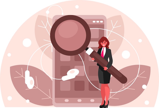Search music on smartphone Smartphone with headphones Listening to music Phone screen with apps