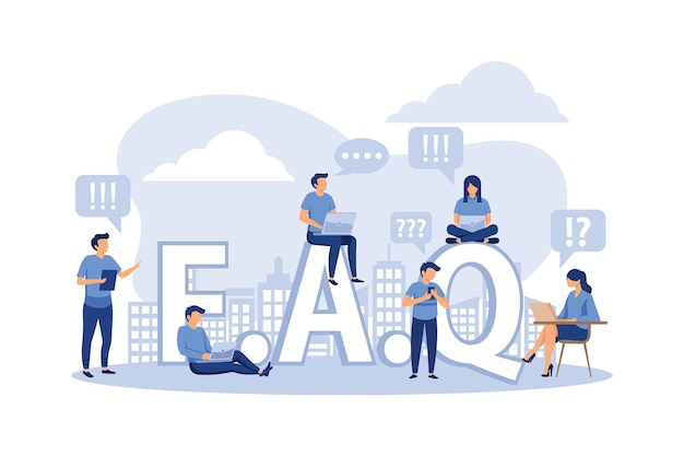 searching or search for answers concept with people and question mark around with modern flat style