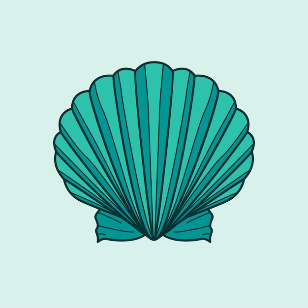 Seashell illustration. Vector graphic design of a colorful blue shell