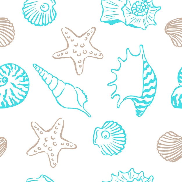 Seashell pattern fabric pattern wallpaper textile design shells colorful seashells