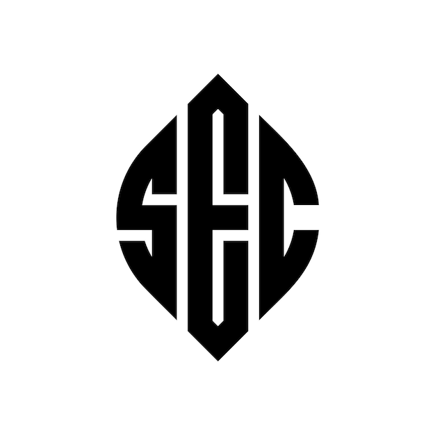 SEC circle letter logo design with circle and ellipse shape SEC ellipse letters with typographic style The three initials form a circle logo SEC Circle Emblem Abstract Monogram Letter Mark Vector