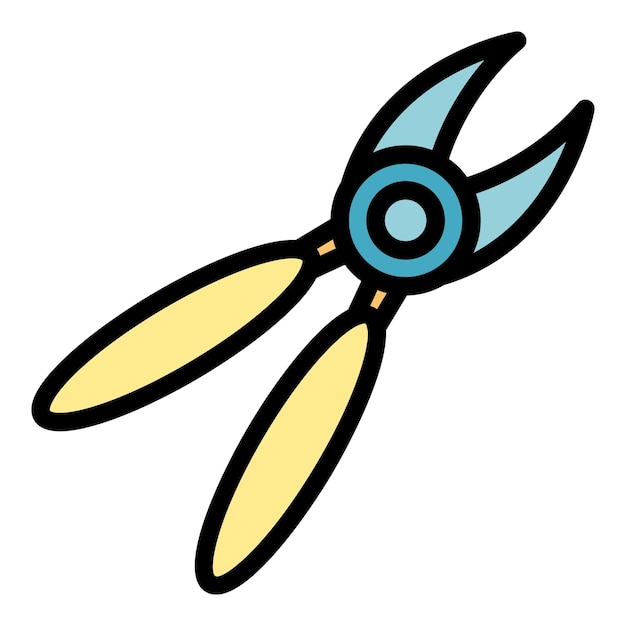 Secateurs icon Outline secateurs vector icon color flat isolated