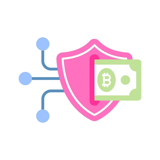 Secure bitcoin network icon in flat style up for premium use