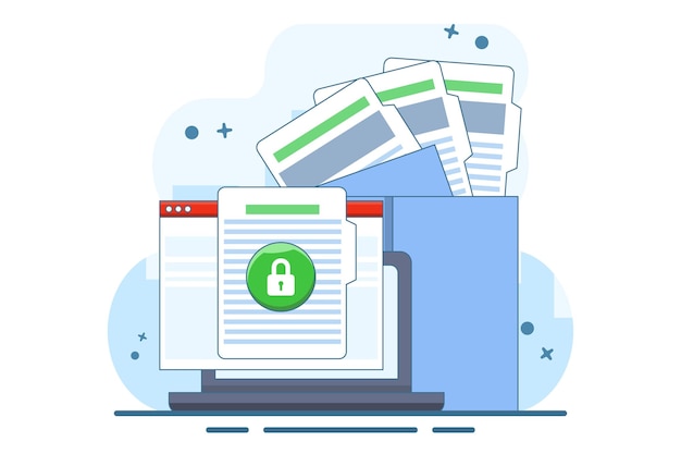 secure confidential online document access on laptop computer or internet web privacy protection