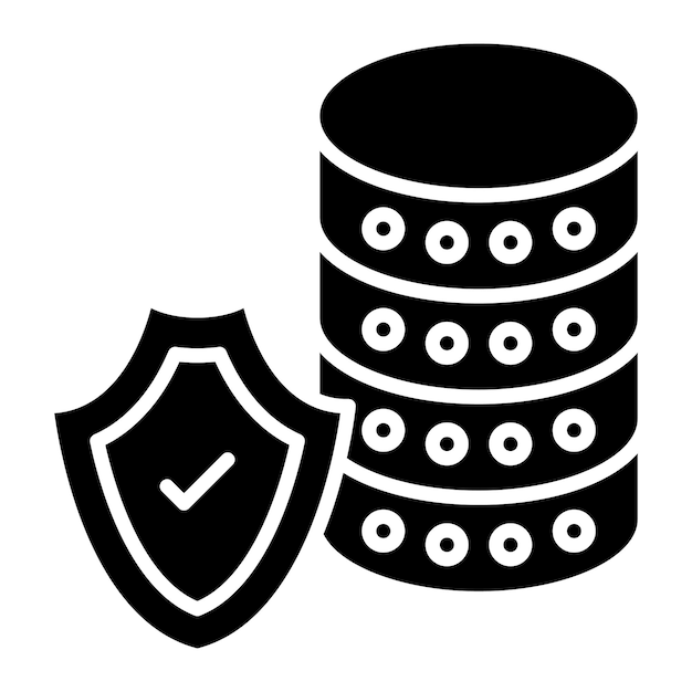 secure database glyph solid black illustration
