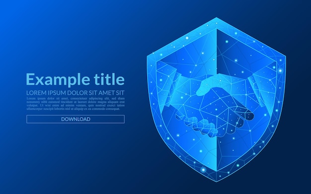 Secure deal concept in futuristic low poly wireframe style