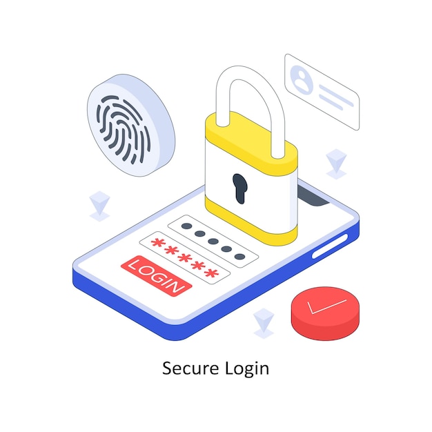 Secure Login isometric Colored illustration EPS File stock illustration