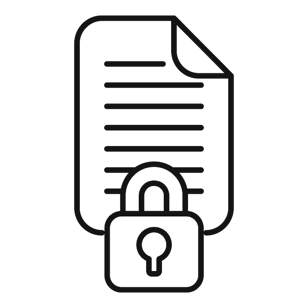 secured locked document icon outline vector illegal protection