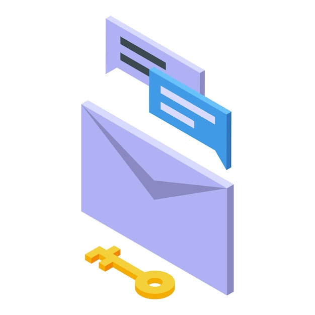 secured mail icon isometric vector vpn network internet system