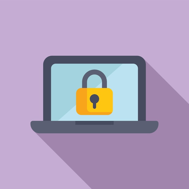 Secured online laptop icon flat vector Message internet