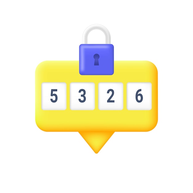 Security code 2fa verification of the entrance to the site Vector 3d illustration isolated on white background