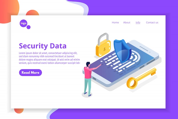 Security, Safety and confidential personal Data Protection Isometric concept.