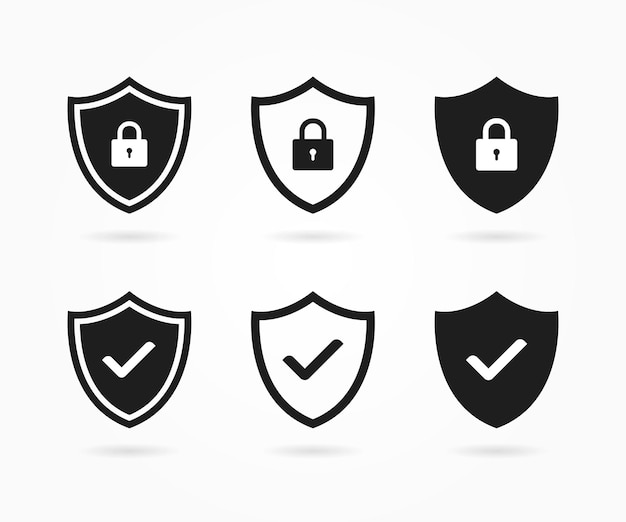 security shield sign vector illustration and lock security icon or protect shield icons