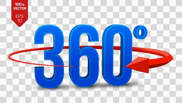 Şeffaf arka planda izole edilmiş 3d Açı 360 derece görünüm simgesi.