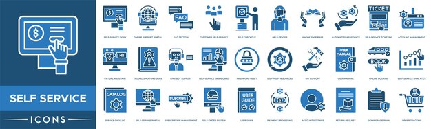 self service icon selfservice kiosk online support portal faq section