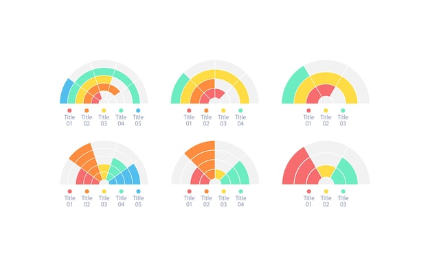 Semi circle infographic chart design template set