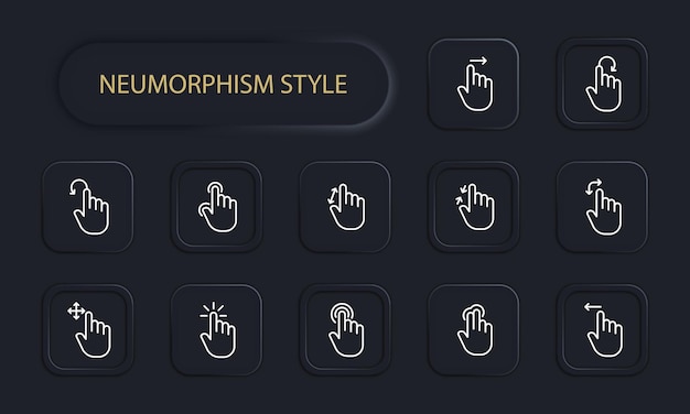 Sensor control set line icon Tablet smartphone touchpad laptop motion mouse Neomorphism style Vector line icon for business and advertising