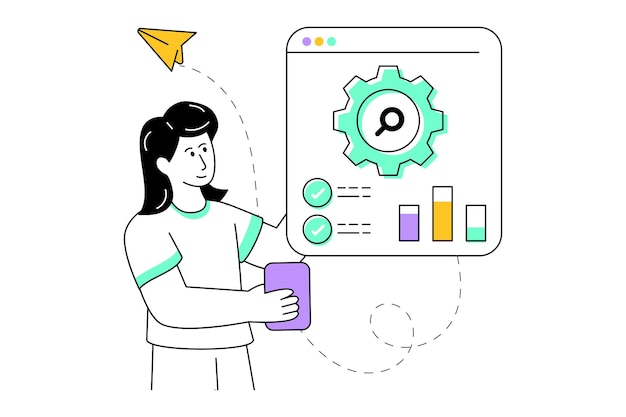 seo analytics flat style design vector illustration stock illustration