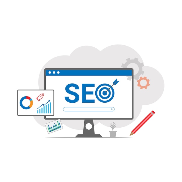 Seo analytics strategy concept elements background