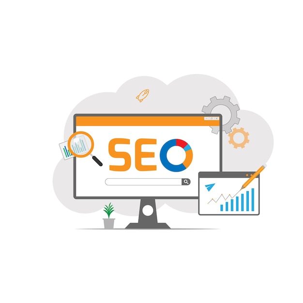 SEO analytics strategy concept elements background