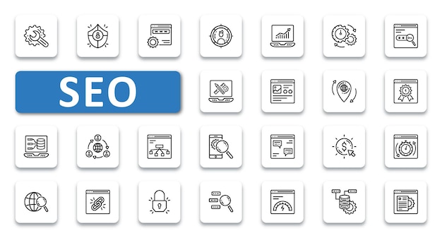 seo icon set vector illustration thin line outline icons