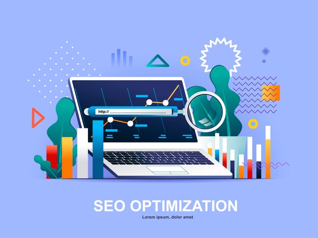 SEO optimering fladt koncept med gradienter illustration skabelon