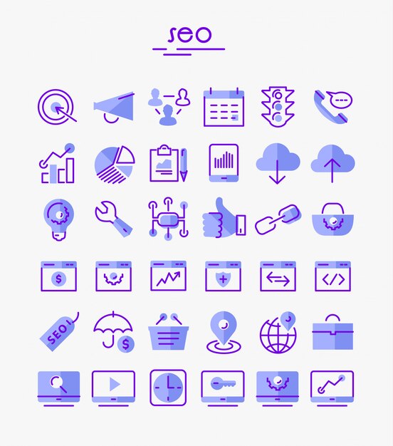 SEO thin linear icons