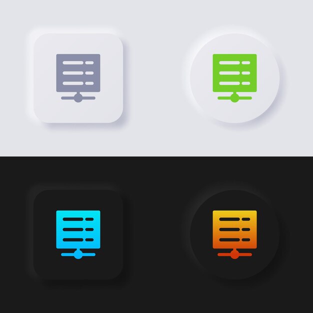 Server icon set Multicolor neumorphism button soft UI Design for Web design Application UI and more Icon set Button Vector