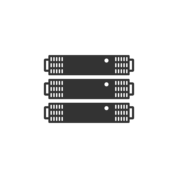 Server rack icon in black and white