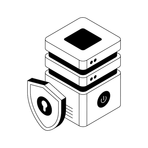Server security icon creatively designed in isometric style