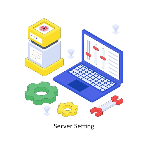 Server Setting isometric Colored illustration EPS File stock illustration