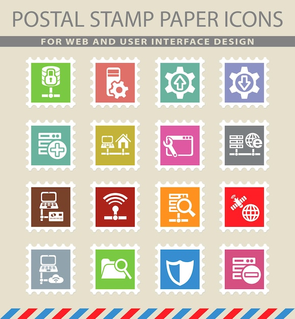 Server symbols on mail paper icons