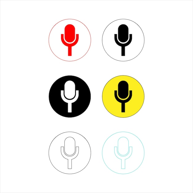 Sesli posta podcast stüdyo mikrofonu vektör simgeleri seti