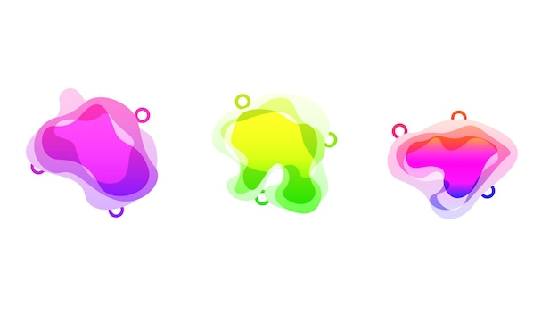 Set Abstract Collection Liquid Shape Fluid Design Gradient Geometric Figures Vector