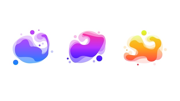 Set Abstract Collection Liquid Shape Fluid Design Gradient Geometric Figures Vector