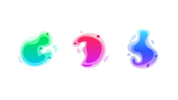 Set Abstract Collection Liquid Shape Fluid Design Gradient Geometric Figures Vector