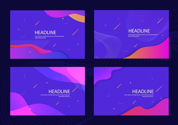 Set abstract flat design gradient colorful geometric background background vector