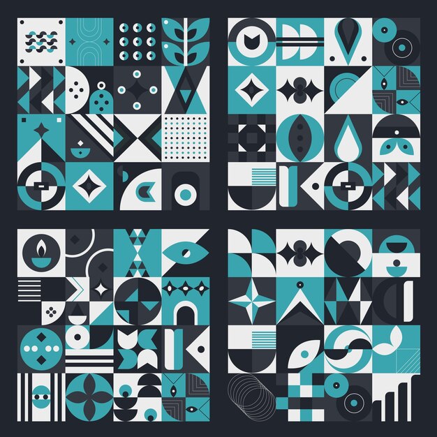 set abstract geometric pattern design in modern style vector illustration