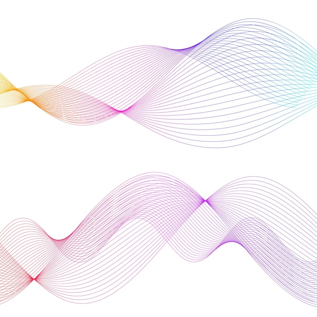 Set Abstract lines colors design element on white background of waves Vector Illustration eps 10 for grunge elegant business card print brochure flyer banners cover book label fabric