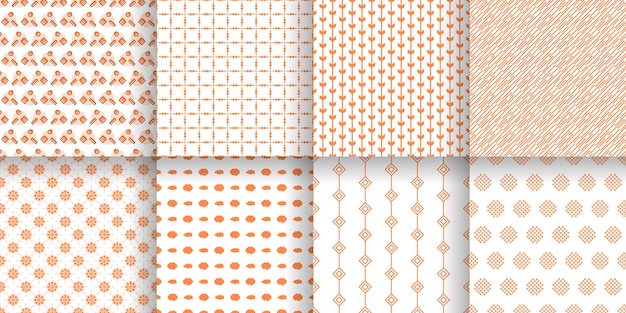 Set Abstract Seamless Pattern Black Line Doodle Geometric Figures Background Vector