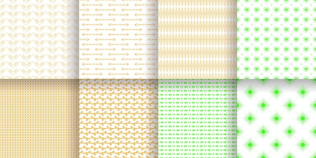 set abstract seamless pattern black line doodle geometric figures background vector