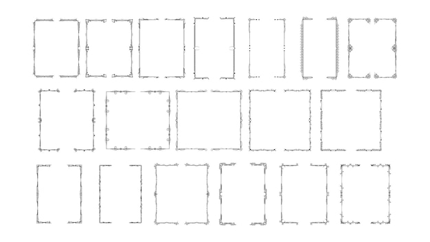 Set Black Simple Line Collection Different Doodle Brackets Parentheses Braces Elements Vector Desi