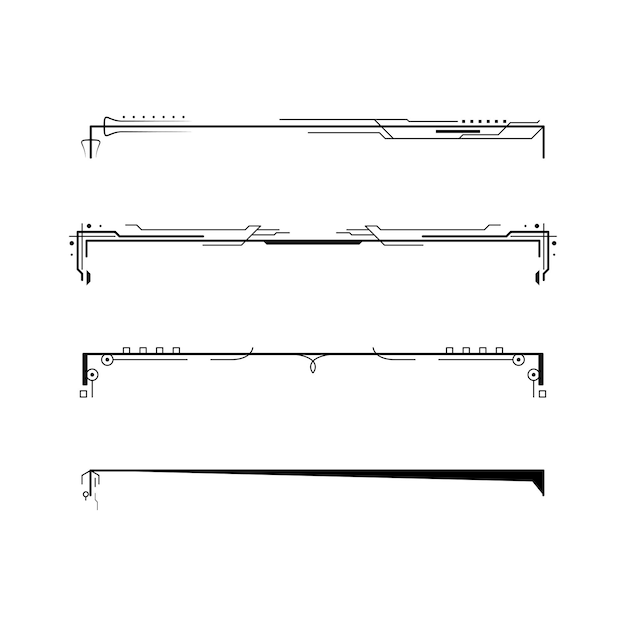 set black simple line collection doodle border elements vector design style sketch isolated