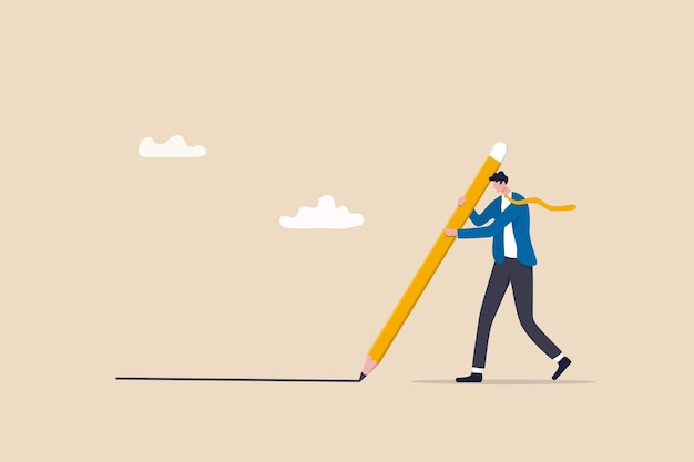 set boundary privacy or business territory start business planning know limitation or blocker or barrier concept businessman holding big pencil drawing the boundary line